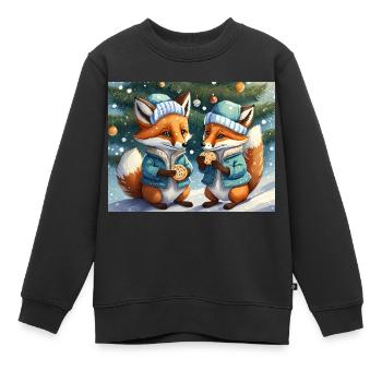Mignon petit renard démon vie quotidienne - biscuits - Sweat Premium enfant bio - noir - Devant - AI Model Kid Female (0cm)