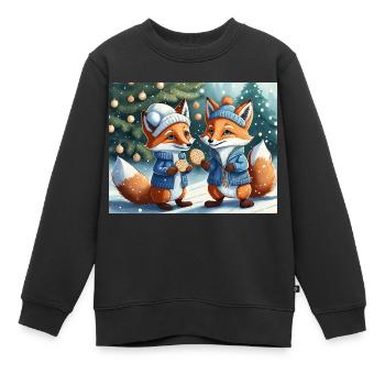 Mignon petit renard démon vie quotidienne - biscuits - Sweat Premium enfant bio - noir - Devant - AI Model Kid Female (0cm)