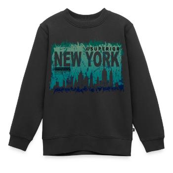 Architecture urbaine de Manhattan de la ligne d’horizon de la ville de New York - Sweat Premium enfant bio - noir - Devant - AI Model Kid Female (0cm)