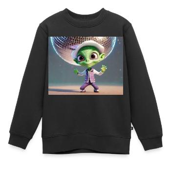 niedliche kleine grüne retro vintage alien tanzen - Kinder Premium Organic Sweatshirt - Schwarz - Vorne - AI Model Kid Female (0cm)