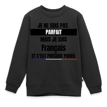 Ich bin nicht perfekt, aber ich bin Franzose - Kinder Premium Organic Sweatshirt - Schwarz - Vorne - AI Model Kid Female (0cm)