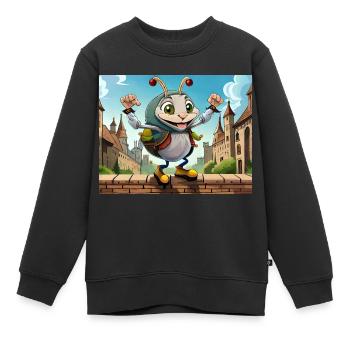 Auf der Mauer auf dem Aussichtspunkt Auf der Mauer - Kinder Premium Organic Sweatshirt - Schwarz - Vorne - AI Model Kid Female (0cm)