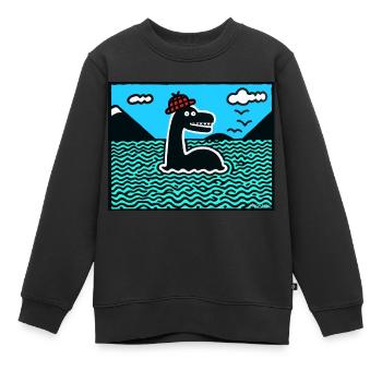 Monstre du Loch Ness de Nessie - Sweat Premium enfant bio - noir - Devant - AI Model Kid Female (0cm)