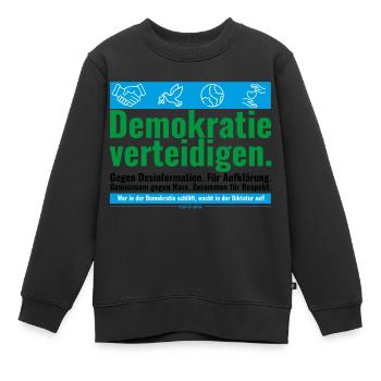 Mimikama Demokratie verteidigen - Kinder Premium Organic Sweatshirt - Schwarz - Vorne - AI Model Kid Female (0cm)