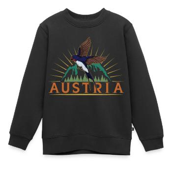 Autriche Montagne Forêt Hirondelle rustique Oiseau - Sweat Premium enfant bio - noir - Devant - AI Model Kid Female (0cm)
