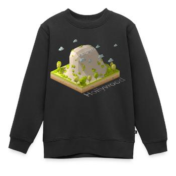 Panneau Hollywood low poly géométrique - Sweat Premium enfant bio - noir - Devant - AI Model Kid Female (0cm)