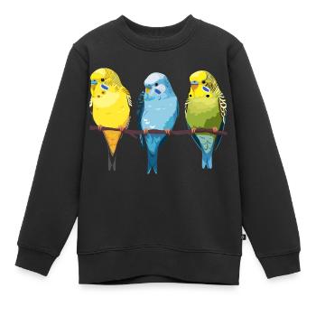 3 Wellensittiche - Kinder Premium Organic Sweatshirt - Schwarz - Vorne - AI Model Kid Female (0cm)
