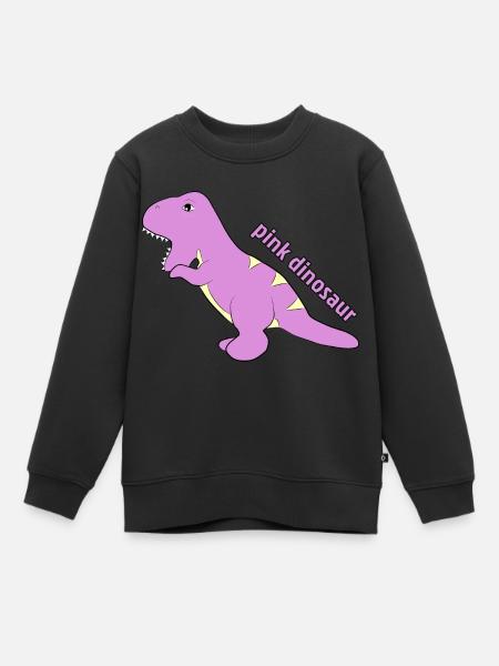 Dinosaure rose - Sweat Premium enfant bio - noir
