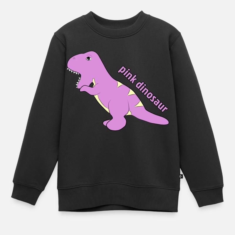 Pinker Dinosaurier - Kinder Premium Organic Sweatshirt - Schwarz