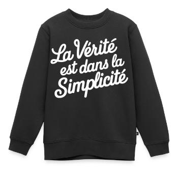 La vérité est dans la simplicité - Sweat Premium enfant bio - noir - Devant - AI Model Kid Female (0cm)