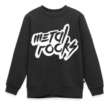 Heavy Metal Rocks Hard Rock Musik Text Spruch Logo - Kinder Premium Organic Sweatshirt - Schwarz - Vorne - AI Model Kid Female (0cm)