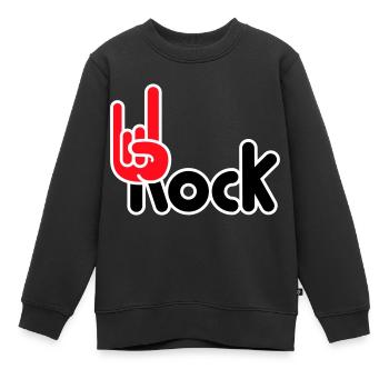 Heavy Metal Hard Rock Musique Cors Geste Logo - Sweat Premium enfant bio - noir - Devant - AI Model Kid Female (0cm)