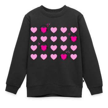 Herz Herz Rot Rosa Musik - Kinder Premium Organic Sweatshirt - Schwarz - Vorne - AI Model Kid Female (0cm)