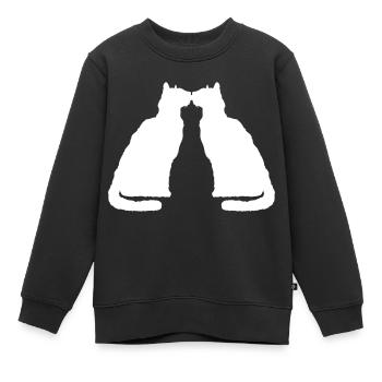 2 Katzen Küssen Pärchen Zwei Freunde Schmusen Paar - Kinder Premium Organic Sweatshirt - Schwarz - Vorne - AI Model Kid Female (0cm)