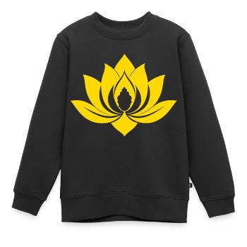 Gelber Lotus - Kinder Premium Organic Sweatshirt - Schwarz - Vorne - AI Model Kid Female (0cm)
