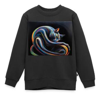 Chat dans l’huile - Sweat Premium enfant bio - noir - Devant - AI Model Kid Female (0cm)