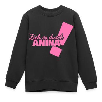 Prénom Anina - Sweat Premium enfant bio - noir - Devant - AI Model Kid Female (0cm)