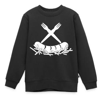 Pommes Currywurst Pommesgabeln Logo - Kinder Premium Organic Sweatshirt - Schwarz - Vorne - AI Model Kid Female (0cm)