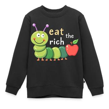 Mangez les riches - Chenille affamée - Sweat Premium enfant bio - noir - Devant - AI Model Kid Female (0cm)