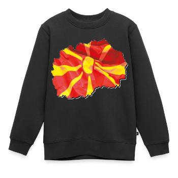 Drapeau de la Macédoine sur la carte de la Macédoine - Sweat Premium enfant bio - noir - Devant - AI Model Kid Female (0cm)