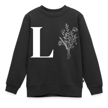 Minimalistische Blumen - Kinder Premium Organic Sweatshirt - Schwarz - Vorne - AI Model Kid Female (0cm)