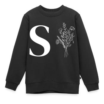 Minimalistische Blumen - Kinder Premium Organic Sweatshirt - Schwarz - Vorne - AI Model Kid Female (0cm)