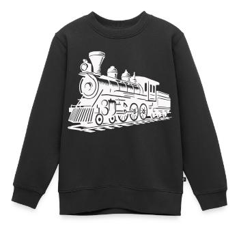 lokomotive zug - Kinder Premium Organic Sweatshirt - Schwarz - Vorne - AI Model Kid Female (0cm)
