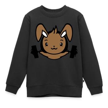 Bunny Bodybuilder Gym Muscles Fort Fitness Poids - Sweat Premium enfant bio - noir - Devant - AI Model Kid Female (0cm)