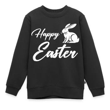 Bunny Happy Easter - Kids Premium Organic Sweatshirt - black - Front - AI Model Kid Female (0cm)