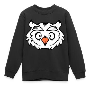 Eule Vogel Uhu Nachtvogel Schleiereule Kauz Comic - Kinder Premium Organic Sweatshirt - Schwarz - Vorne - AI Model Kid Female (0cm)