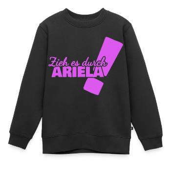 Prénom Ariela - Sweat Premium enfant bio - noir - Devant - AI Model Kid Female (0cm)