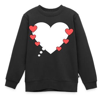Bulle de pensée avec des cœurs - Sweat Premium enfant bio - noir - Devant - AI Model Kid Female (0cm)