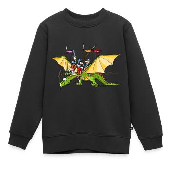 Drachenreiter - Kinder Premium Organic Sweatshirt - Schwarz - Vorne - AI Model Kid Female (0cm)