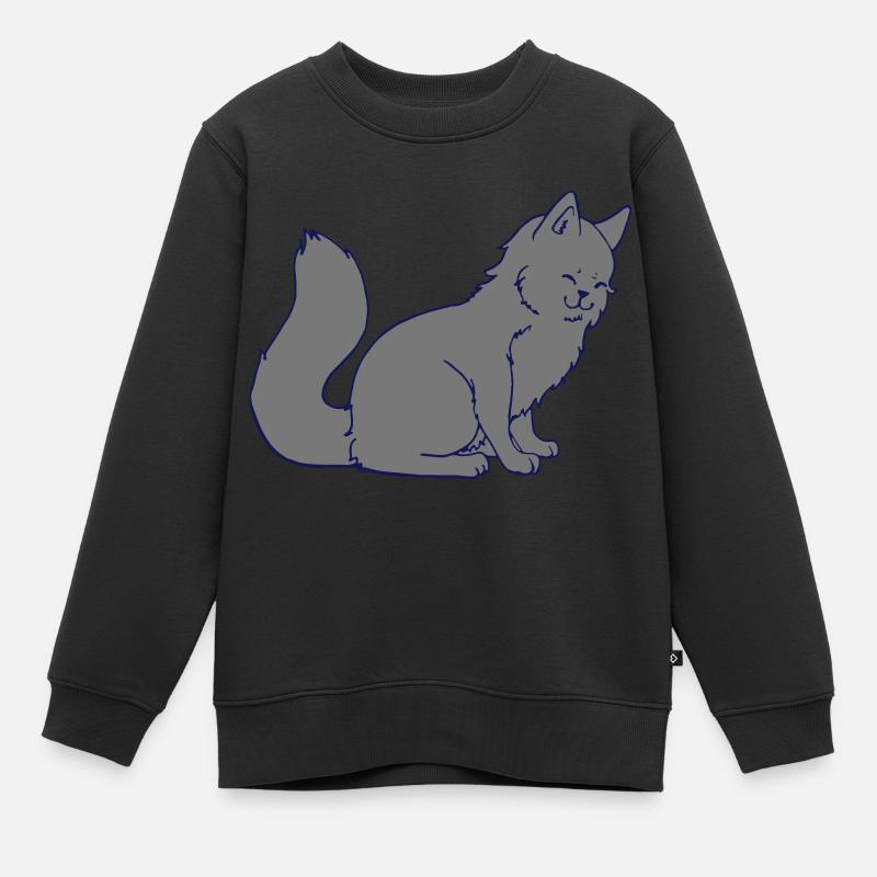 cat - Kinder Premium Organic Sweatshirt - Schwarz
