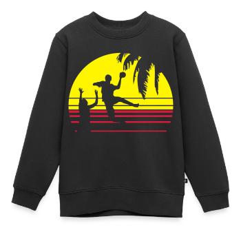 SUNSET BEACH HANDBALL - Kinder Premium Organic Sweatshirt - Schwarz - Vorne - AI Model Kid Female (0cm)