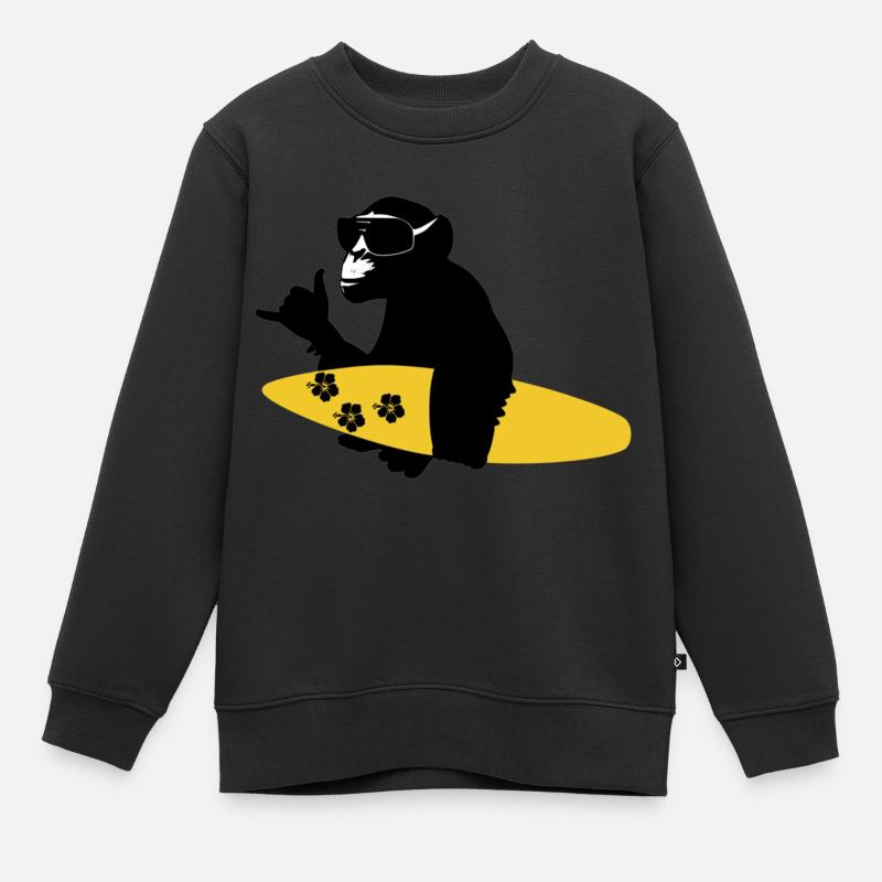 surfing monkey - Kinder Premium Organic Sweatshirt - Schwarz