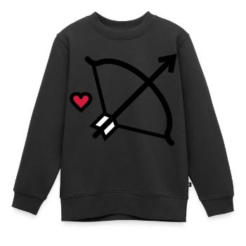 Arc et flèche Flèche de Cupidon pour les amoureux - Sweat Premium enfant bio - noir - Devant - AI Model Kid Female (0cm)
