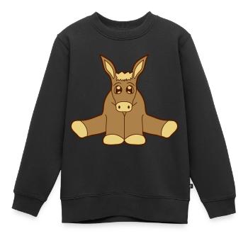 klein baby suess niedlich sitzen esel pferd pony k - Kinder Premium Organic Sweatshirt - Schwarz - Vorne - AI Model Kid Female (0cm)