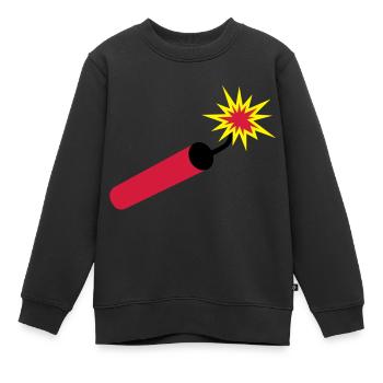 dynamit___f3 - Kids Premium Organic Sweatshirt - black - Front - AI Model Kid Female (0cm)