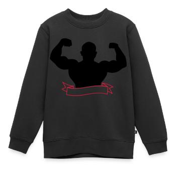 Bodybuilder - Sweat Premium enfant bio - noir - Devant - AI Model Kid Female (0cm)