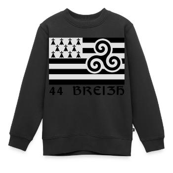 44 Breizh Loire-Atlantique Bretagne - Sweat Premium enfant bio - noir - Devant - AI Model Kid Female (0cm)