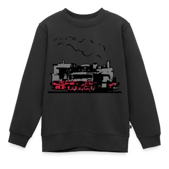 dampflok lokomotive alt romantik - Kinder Premium Organic Sweatshirt - Schwarz - Vorne - AI Model Kid Female (0cm)
