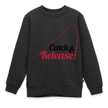 rejeter attraper et relâcher le pêcheur - Sweat Premium enfant bio - noir - Devant - AI Model Kid Female (0cm)