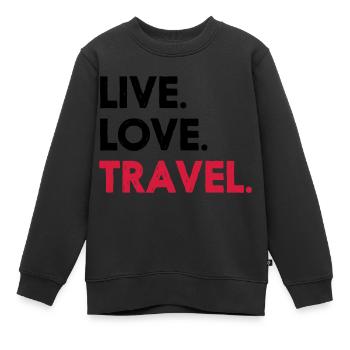 LIVE. LOVE. TRAVEL. - Sweat Premium enfant bio - noir - Devant - AI Model Kid Female (0cm)