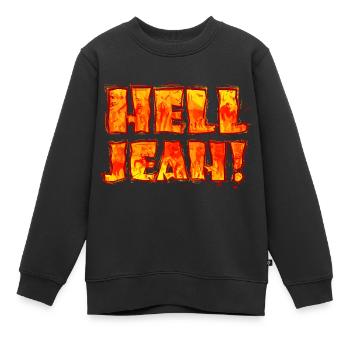 Hell Jeah! (lettrage) - Sweat Premium enfant bio - noir - Devant - AI Model Kid Female (0cm)