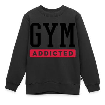 GYM ADDICT - Kinder Premium Organic Sweatshirt - Schwarz - Vorne - AI Model Kid Female (0cm)