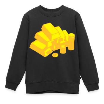 Gold, Geld - Kinder Premium Organic Sweatshirt - Schwarz - Vorne - AI Model Kid Female (0cm)