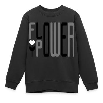 BLUMENLEISTUNG - Kinder Premium Organic Sweatshirt - Schwarz - Vorne - AI Model Kid Female (0cm)