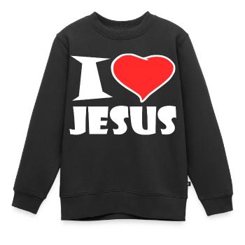 I Love Jesus - Kinder Premium Organic Sweatshirt - Schwarz - Vorne - AI Model Kid Female (0cm)