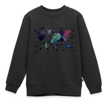 Weltkarte mit Ozeanen - Kinder Premium Organic Sweatshirt - Schwarz - Vorne - AI Model Kid Female (0cm)